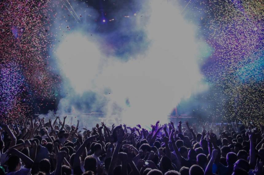 View of Rock Concert Show in Big Concert Hall