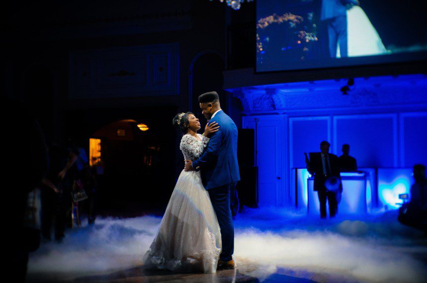 Beautiful Wedding Couple Dancing on Their Wedding